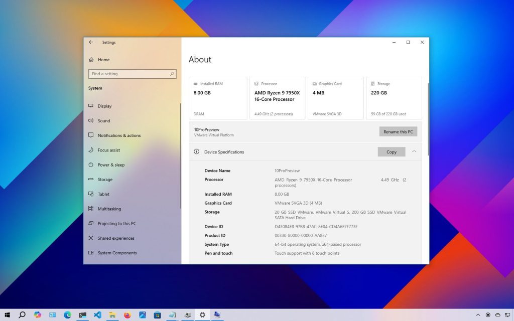 Check your PC’s full specifications in Windows 10